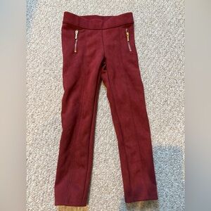 Janie and Jack Maroon Leggings with Gold Zippers